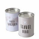 Spardose Travelkasse, 2 sort., Rund, H 13,50 cm, D 10,00...