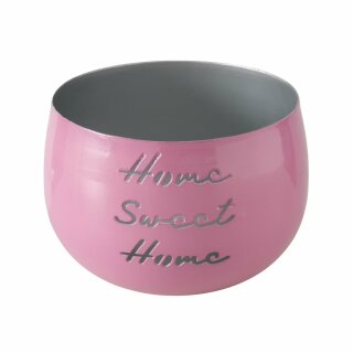 Windlicht Home, Rund, D 13 cm H 9,00 cm, Eisen, Dunkelrosa