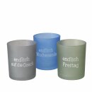 Windlicht , 3 sort., Thekendisplay, Rund, H 9,00 cm, Glas...