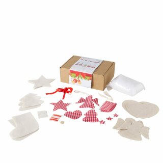 DIY-Bastelset Mathea, Herz, Socke, Baum, Stern, Engel, H 7,00 cm, L 20,00 cm