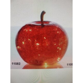 LED Dekoapfel POMO &Oslash; 16 cm (rot / Glas) mit 15 Micro-LEDs mit Timer inkl Batterien