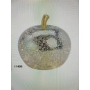 LED Dekoapfel POMO &Oslash; 16 cm ( silber / Glas) mit 15...