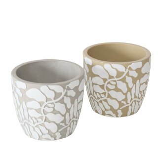 &Uuml;bertopf Tysko, 2 sort., H 11,50 cm, Beton, Rundumdruck,