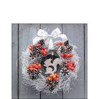 Serviette 25 x 25 cm  3 lagig, 20 St&uuml;ck pro Packung " Squirrel in wreath FSC Mix " AMBIENTE #1