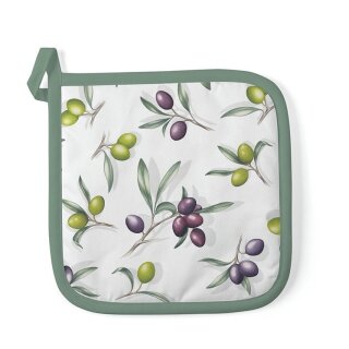 Topflappen 20 x 20 cm (  Delicous Olives  )  AMBIENTE Outer fabric: 100% cotton - Filling: 100% polyester - Lining: 100% polypropylene