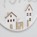 Dekoanhänger Rumba Home, 2 sort., Rund, Haus, D 38,00 cm, Hängevorrichtung, MDF, Eisen, Jute
