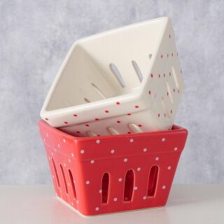 Schale Lilly, 2 sort., Rot, Weiß, Quadrat, Spülmaschinengeeignet, H 7,50 cm