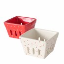 Schale Lilly, 2 sort., Rot, Weiß, Quadrat, Spülmaschinengeeignet, H 7,50 cm