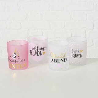 Windlicht , 2 sort., Thekendisplay, Rund, H 8,00 cm, Glas lackiert