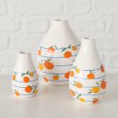 Vase Fruits, 3 tlg., Set 3, H 7,50-12,00 cm, Steingut, Glanz, Mehrfarbig, Motiv, Rundumdruck