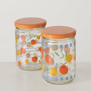 Vorratsglas Fruits, 2 sort., 500 ml, H 12,80 cm, D 8,50 cm, Eisen, Glas lackiert, PVC