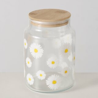 Vorratsglas Daisy, 890 ml, H 14,00 cm, D 10,00 cm, Bambus (Phyllostachys edulis), Glas lackiert, Silikon
