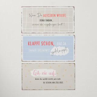Schild Motivation, 3 sort., Text, B 40,00 cm, L 0,30 cm, H 20,00 cm