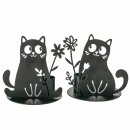 Kerzenleuchter Mollie, 2 sort., Katze, Rund, H 9,50 cm, L...