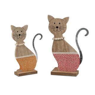 Katze 19cm Holz farb.sort.