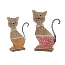 Katze 19cm Holz farb.sort.