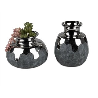Vase 20 cm Anthrazit-Silber