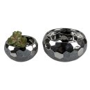 Deko Gefäß 15cm cm Anthrazit-Silber