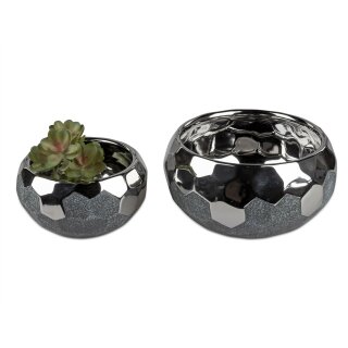 Deko Gefäß 20 cm cm Anthrazit-Silber
