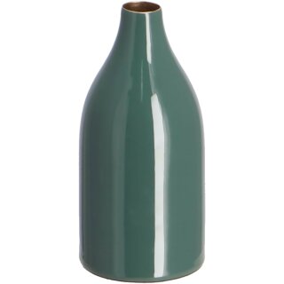 Metall Vase "Agna", D7,5cm, H12cm, außen glanz emailliert, oliv