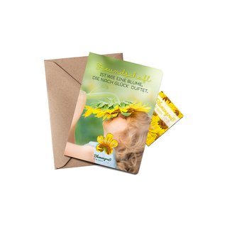 Blumengruß " Freundschaft ", Karte, Umschlag und Samen