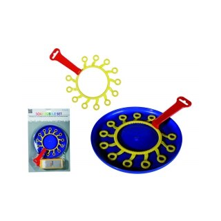 "Kunststoff-Seifenblasen-Set mit ca. 420 ml
Seifenlauge, ca. 43 x 29 cm, auf Blisterkarte"