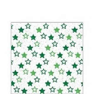 Serviette 25 x 25 cm  3 lagig, 20 Stück pro Packung "Stars All Over Green FSC Mix" AMBIENTE