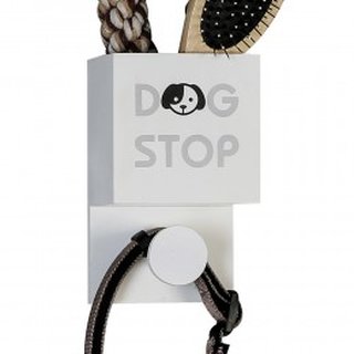 Hundegarderobe"Dog Stop"MDF,weiß zum Hängen, H 15 cm , B 9 cm, T 9 cm
